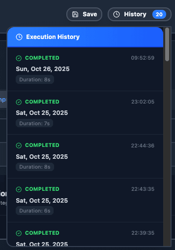 Execution History